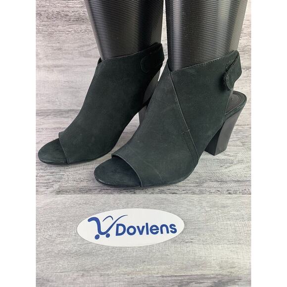 Steven By Steve Madden Womens Peep Toe Black Suede Heeled Ankle Booties Size 10 - Picture 1 of 5